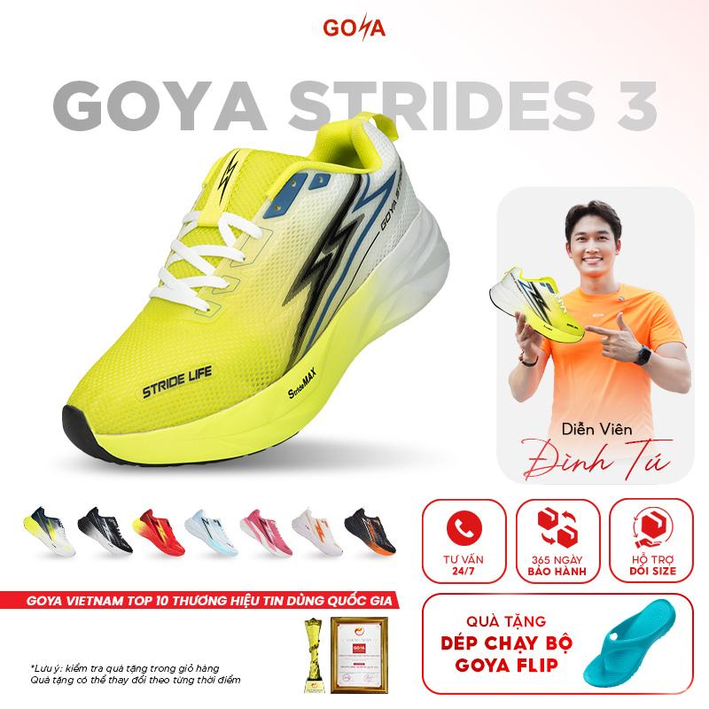 Giày Thể Thao Chạy Bộ Goya Strides 3 Năm 2025 - Công Nghệ X2 Strides Max Giúp Đệm Êm, Thoáng Khí, Bứt Phá Trên Mọi Khung Đường Hoàn Hảo Cho Nam Nữ Đi Bộ, Sneaker Tập Chạy Bộ, Tập Thể Dục