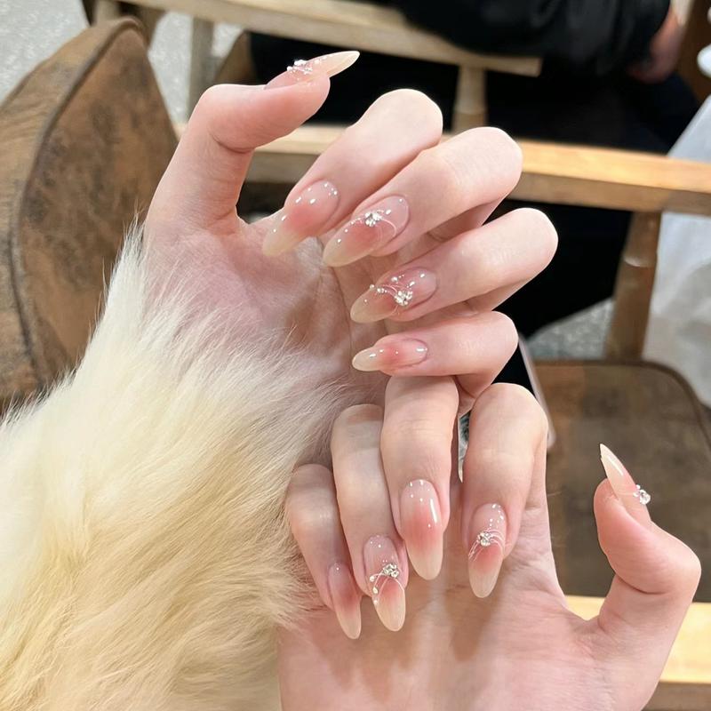 Mã 192 bộ 24 nail giả đính đá đính charm xinh xắn dễ thương . Nữ Làm Nail Women