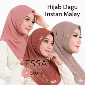 Hijab Instan Bergo Dagu Malaysia Jersey Premium - 2 Pilihan Ukuran M & L, Ringan Adem Daily, Bergo Maryam Jahit Rapi Label Akrilik, Kerudung Instan Wanita Muslimah Warna Pastel Earth Tone | ESSA STORE
