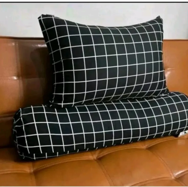 Bantal Guling Astetic kotak hitam Berkualitas Super Awet Bed