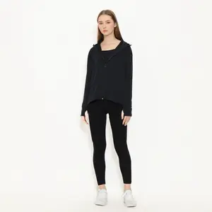 Jaket Olahraga Airsm Unisex Dryfit Anti UV Protection Polos Sport Warna Hitam