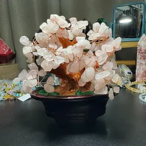 Batu Alam Asli Pohon Rose Quartz Bonsai