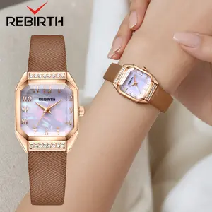 【003Harga telah diganti, cepat beli】REBIRTH Jam Tangan Wanita Korea Fashion Anti Air Original Tali Kulit Jam Tangan Cewek  REL001