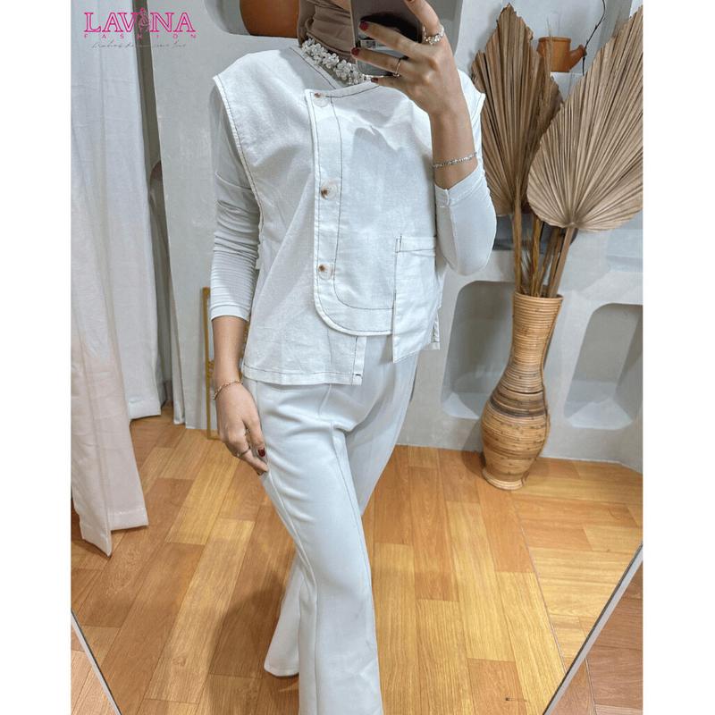 Lavina VOP256 | Novira Outer Vest Katun Premium Kancing Depan dengan Saku 7