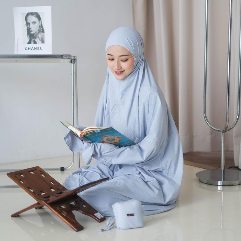 KIMYA ID Mukena TRAVEL MINI Terusan Bahan Parasut Korean Free Sajadah Mini Nyaman Pouch Dewasa 2