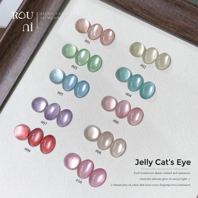 ROU ni Sơn gel mắt mèo thuỷ tinh pha lê trong suốt sáng lấp lánh chuyên dụng cho tiệm nail