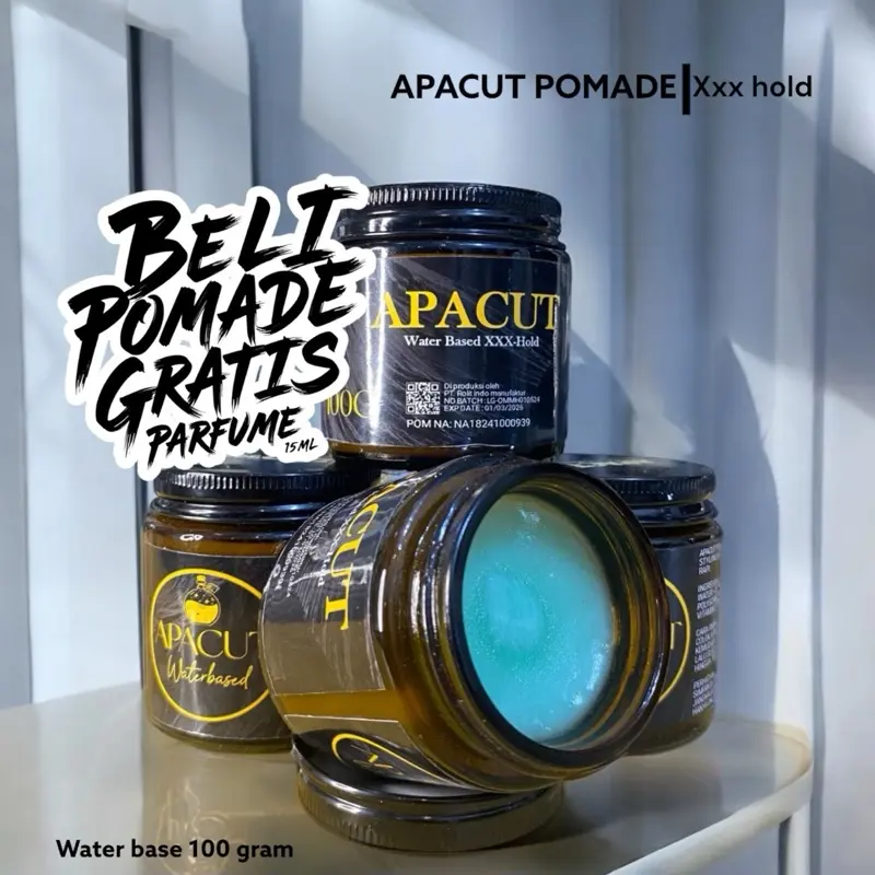 PROMO POMADE .APACUT POMADE XXX HOLD,UK 100 GRAM ,WATER BASE +parfume 15 ml