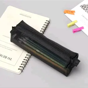 Tas Pena Portabel Kotak Pensil Jaring Transparan Sederhana Tas alat tulis Siswa kantor / kerja Tebal Kantong Penyimpanan Perlengkapan Alat Tulis