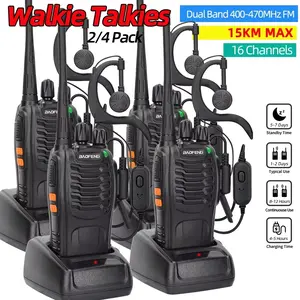 HT Baofeng Walkie Talkie BF 888S Waterproof Portable 2 Way Radio HT Handy Talky Radio Set Walkie Talkies dengan Charger Walky Talky Jarak Jauh 10km (Max) Batrai Awet THS
