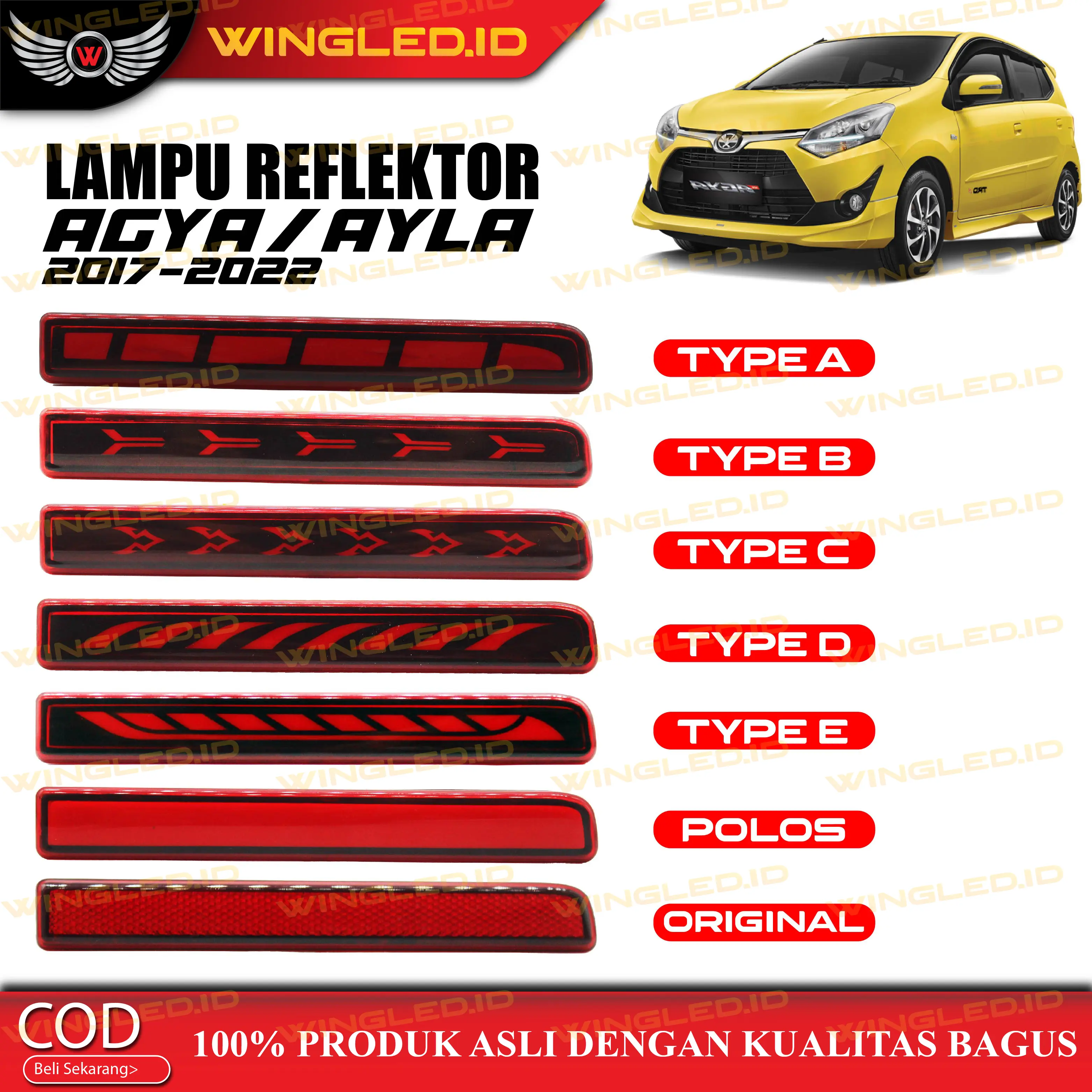Lampu Reflektor Bumper Belakang Agya / Ayla 2017 2018 2019 2020 2021 2022