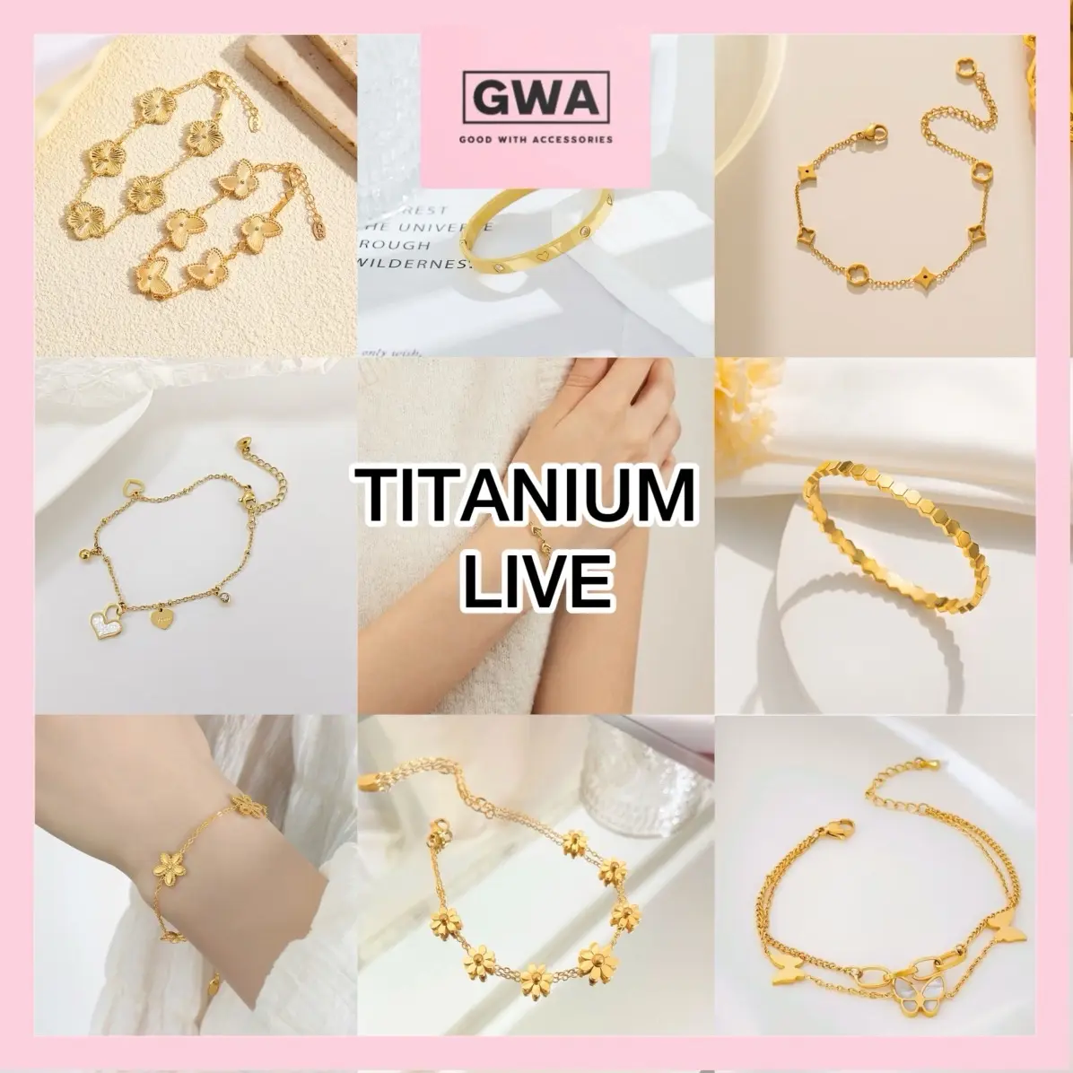 *CHECK OUT MASA LIVE SHJ*[BUY 3 GET 1 GIFT BOX] Semua Titanium Tahan Karat dan Luntur Check out ikut nombor, Gelang Tangan Rantai Leher Kalung Cincin Bangle