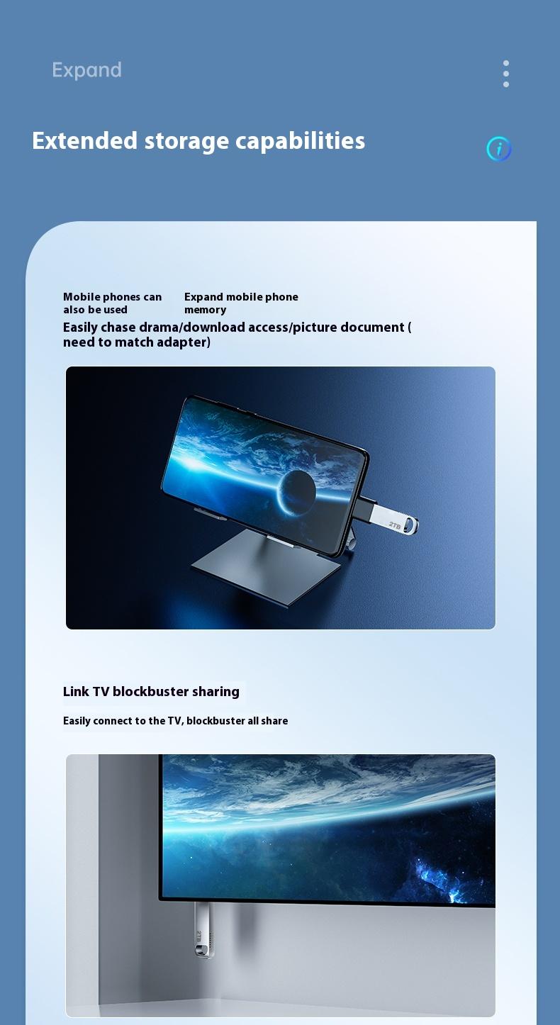 Product Introduction of Ổ đĩa Lung Linh USB, Thật, Dung Lượng Lớn (2000GB, 1TB, 2TB), Đầu Đọc OTG Type-c, Sử Dụng Kép Cho Điện Thoại Di Động Và Máy Tính, 512G, 256GB, Thích Hợp Cho Sinh Viên Và Văn Phòng 7