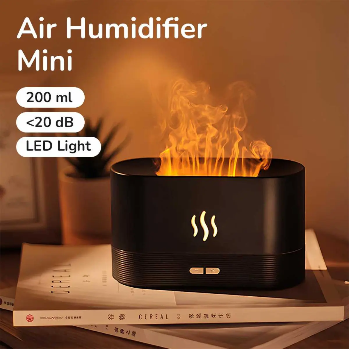 Flame Air Humidifier Diffuser Essential Oil Warm Light AM826