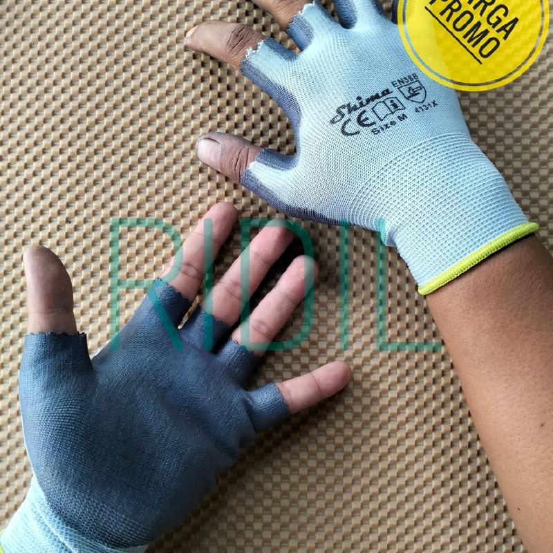 sarung tangan kerja 1pasang/2pcs pro master jari kain nylon jari lapis karet palm fit anti slip 2