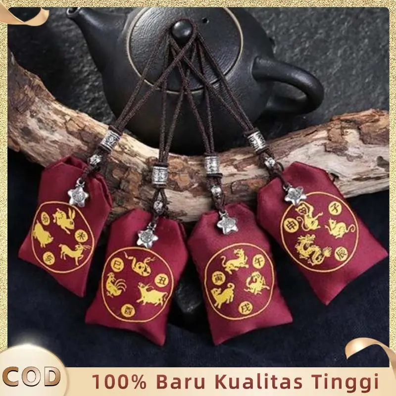 Kantong Hu Jimat Feng Shui Talisman Kantong Keberuntungan Aksesoris Untuk Rumah Tangga Warna Merah