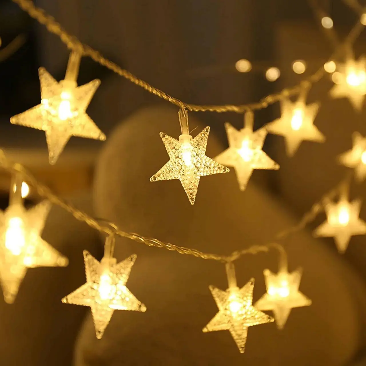 1pc Star String Lights LED Fairy Lights Battery  Colorful Operated Waterproof Indoor Outdoor Twinkle Christmas Lights for Bedroom Party Wedding Xmas Tree Decoration