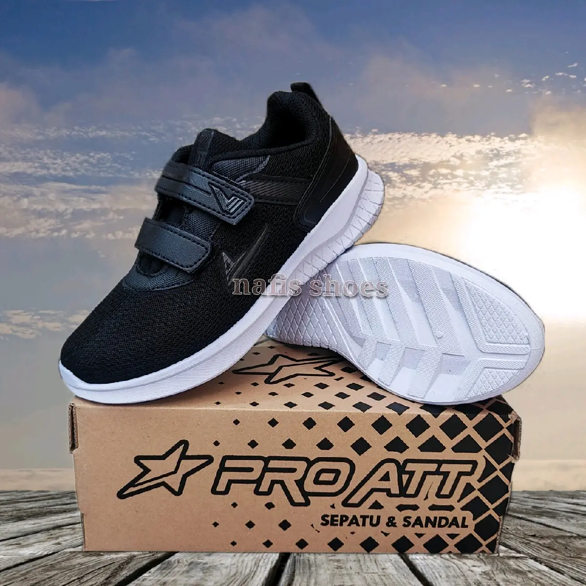 sepatu pro att pc anak sekolah tk sd tempel  size 31/38