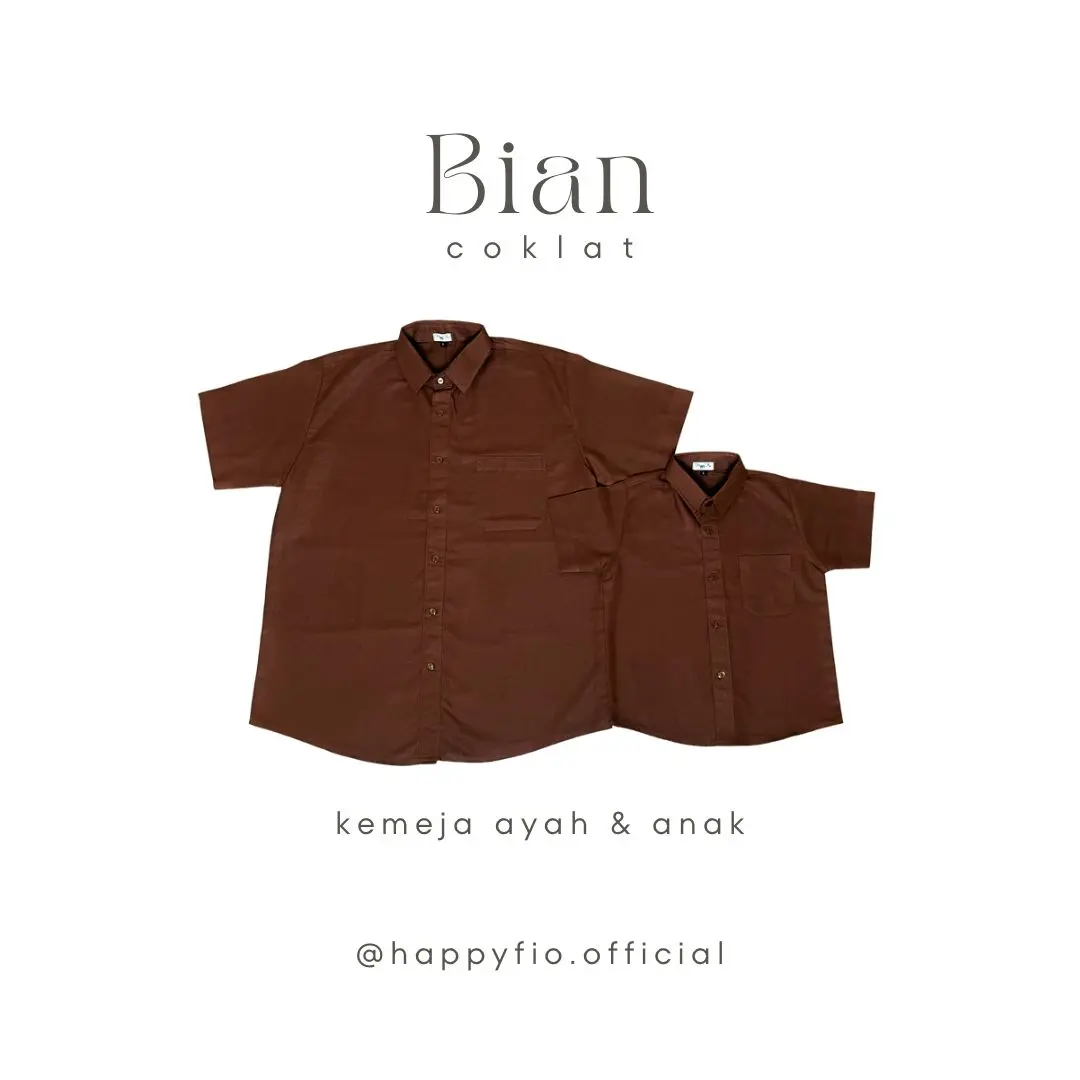Kemeja Couple Ayah Anak Bian Kerah Formal Warna Coklat by Happyfio
