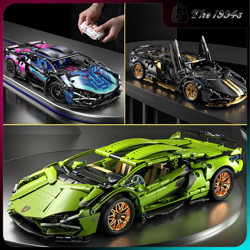 T001 Đồ Chơi Lắp Ráp tỷ lệ 1:14 Siêu Xe Lambogini 1300 mảnh ghép có thể chơi điều khiển