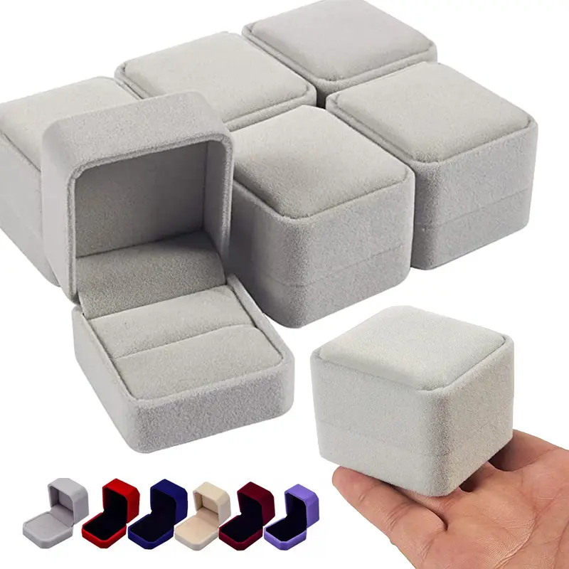 Hộp Đựng Nhẫn Nhung Đỏ Hình Vuông, Hộp Đựng Trang Sức, Hộp Sắp Xếp Quà Tặng, Bông Tai, Hộp Đóng Gói, Hộp Đựng Di Động 5