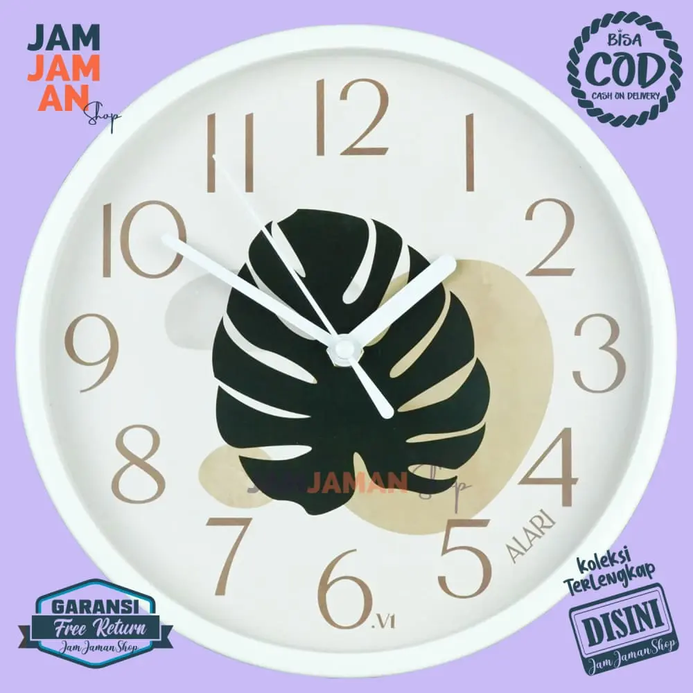 Jam Dinding Analog Alari Indoor Leaf Dekorasi Dinding Bunga Flower Indoor Leaf AL1176-1668 Murah