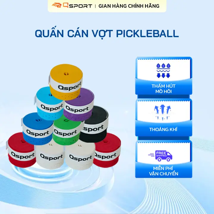 Quấn cán vợt Pickleball QSport thoát hơi, mềm mại, thoáng khí - Chính Hãng 0