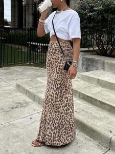 Falda ajustada de cintura alta con estampado de leopardo para mujer, falda larga casual de moda para uso diario y al aire libre, prendas inferiores para damas para el verano