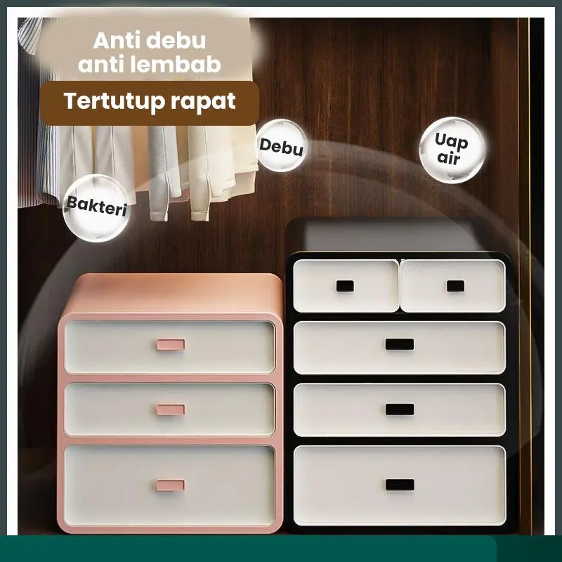 Greenland Lemari Storage Penyimpanan Serbaguna Pakaian Dalam Kaos Kaki Buku Mainan Kosmetik Storage Box Laci Susun Storage Cabinet Plastik HLB401 8