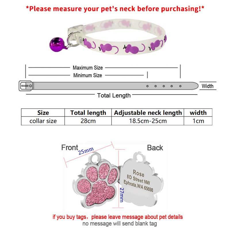 Product Introduction of Glowing Cat Collar Free Customized Cat Tag Cat Collar Puppy Collar Dog Collar Cat Necklace Cat Pendant Dog Tag YP9 0
