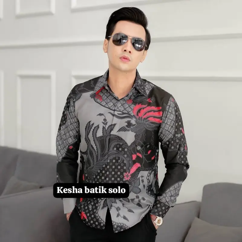 Kemeja batik slimfit lapis furing lengan panjang premium motif MEGANANDA bahan halus tebal Katun Pria 1