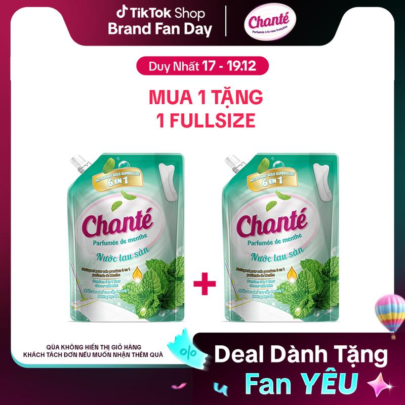   QUÀ KHÔNG HIỆN GIỎ  Túi nước lau sàn cao cấp 6 trong 1 Chanté hương bạc hà 3.4kg 