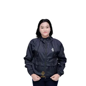 jaket parasut olahraga wanita casual waterproof hoodie zipper corop top wanita