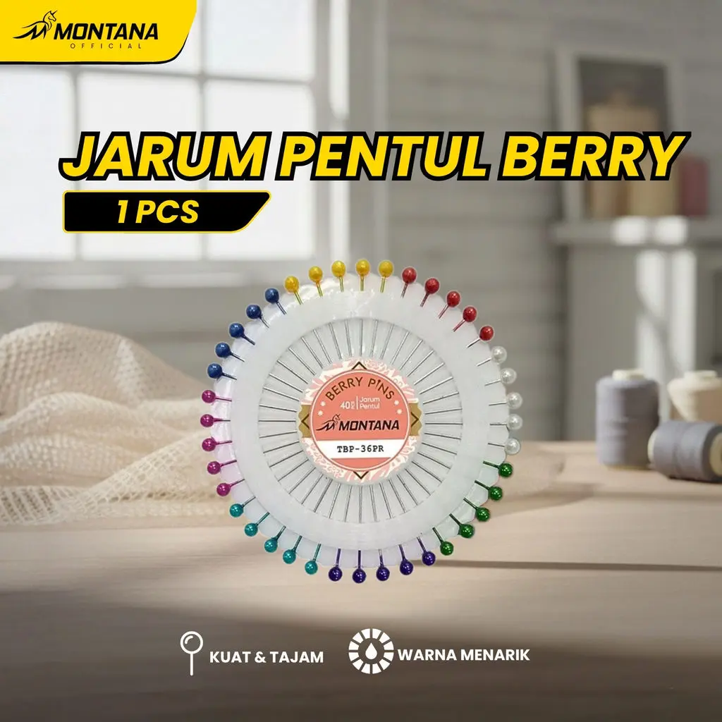 MONTANA Jarum Pentul Anti Karat 40 Pcs Straight Pin Serbaguna TBP-36PR/Retail