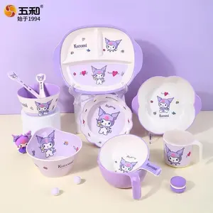 SET GIFT BOX TABLEWARE MELAMIN ANAK PIRING SEKAT MANGKOK GELAS KARAKTER KUROMI