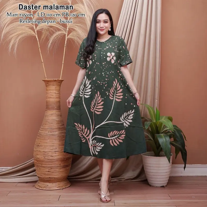 daster malaman cap rayon twill premium busui motif kekinian batik pekalongan bisa cod Nyaman Dress Bumil Tebal Pendek 3