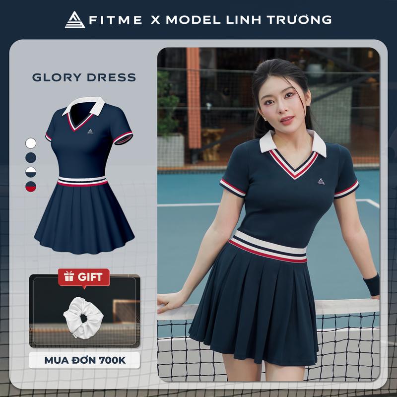 Váy tennis pickleball nữ Fitme GLORY EA thoáng khí chống nắng kèm quần bảo hộ chơi thể thao DPSP01