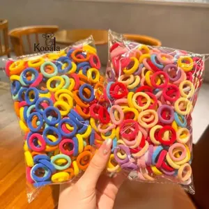 Ikat Rambut 100 Pcs Korean Model Donat Elastis Mini Gaya Pouch Aksesoris Rambut Anak-anak