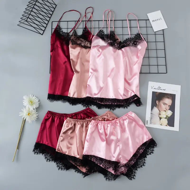 Setelan Piyama Dewasa Celana Baju Tidur Stelan Kamisol Pendek Fit Pakain Wanita Santai 1061