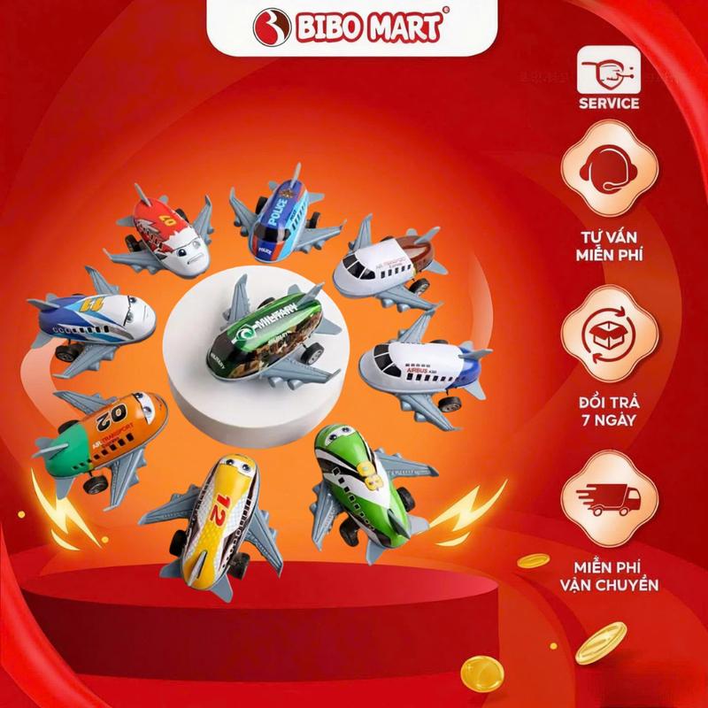 Đồ Chơi Máy Bay Con Cót Mini PO96-14 Chất Liệu Nhựa ABS Không Sắc Nhọn An Toàn Cho Bé - Bibo Mart