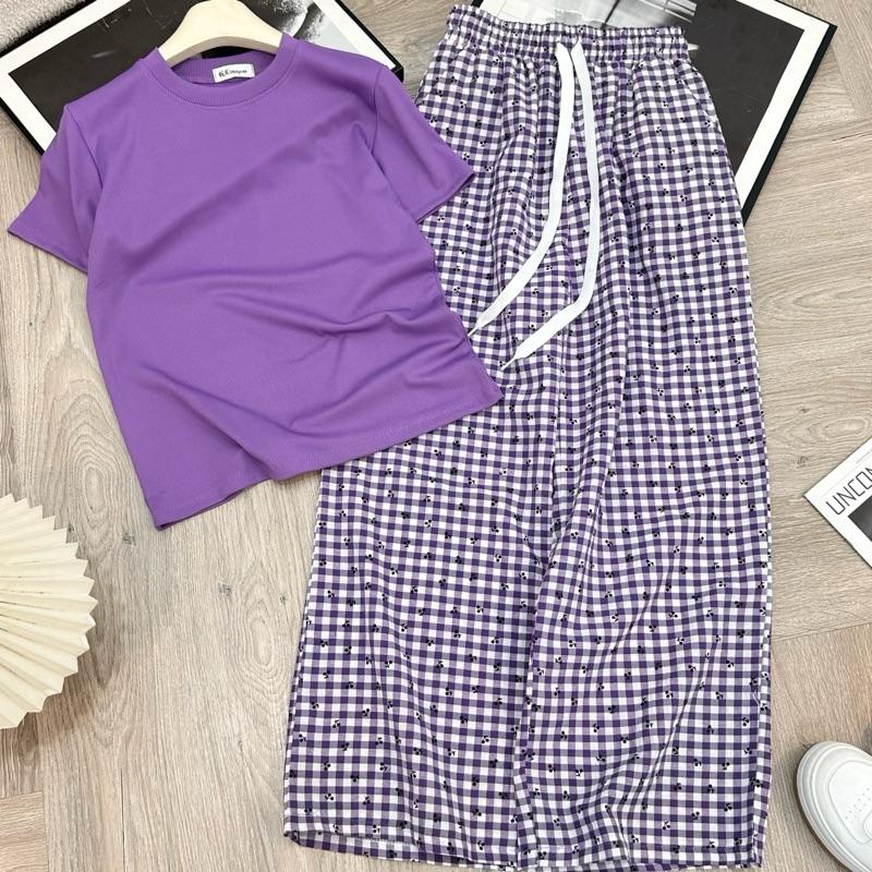 Q25 Set bộ dễ áo gân + quần dài hoa nhí thương nhiều màu Nữ Women