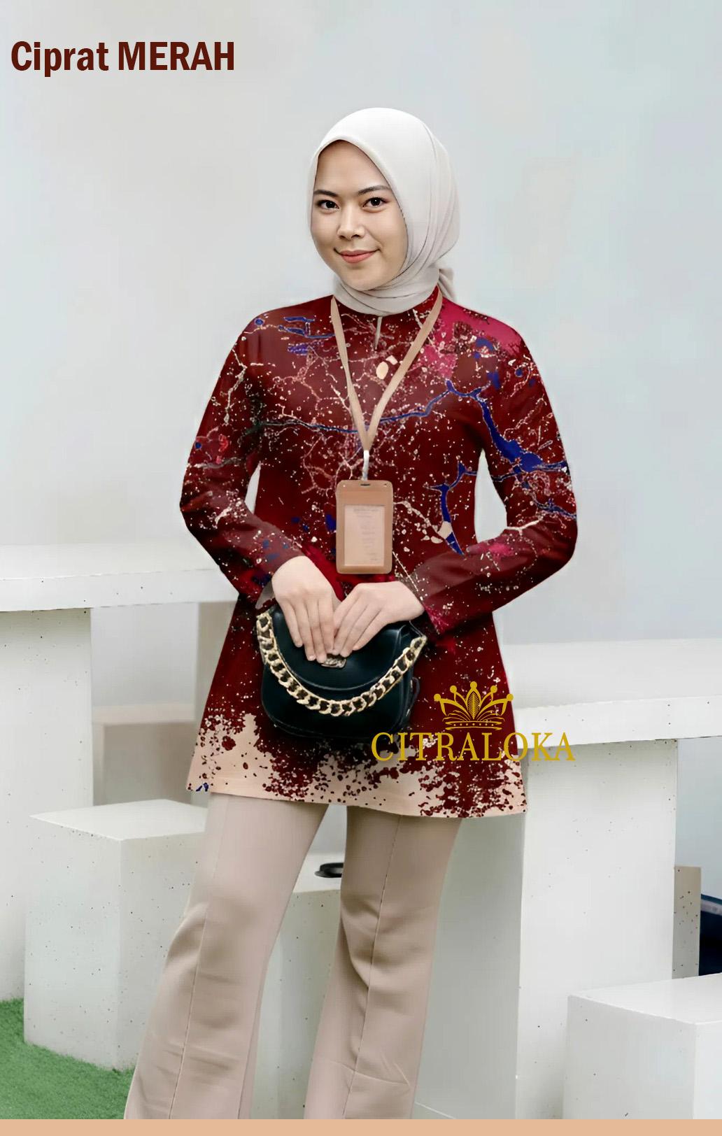 Citraloka Tunik Pendek Bahan Solo Adem Lafis Furing Kancing Dalam Motif Trend Size S M L XL XXL Ciprat Kuning Atasan Wanita Katun Tampilan Trendy Muslim Nyaman