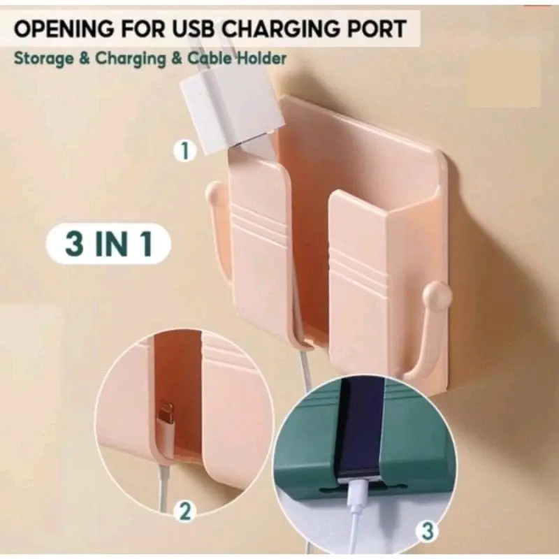 Folder Hp Dinding/Rak Charger Hp 2 Kait Tempel Dinding