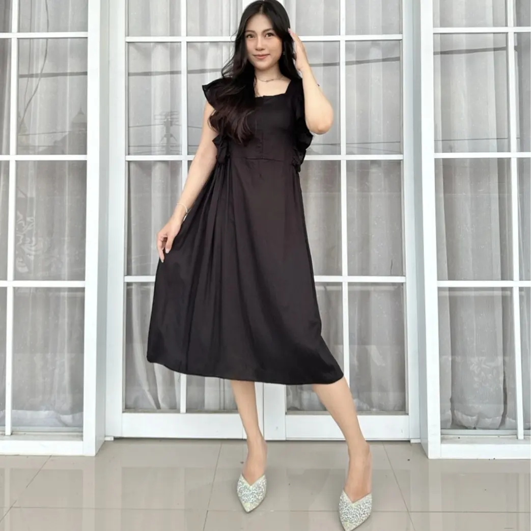 Dress Minji Polos Bahan Rayon Premium Busui Bumil Friendly Daster Kekinian