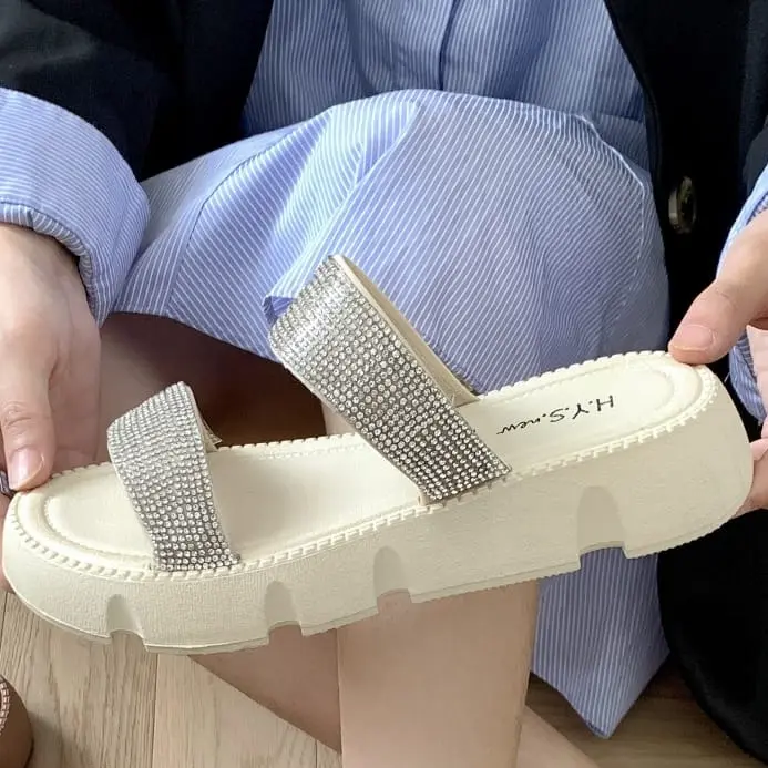 Sandal Slop Wanita Dewasa | Wedges Wanita | Sandal Slop Tinggi Gliter 2388-z1 1