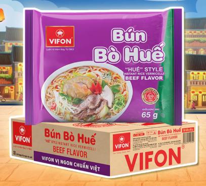 Thùng 30 Gói Bún Bò Huế VIFON 65g Sợi Bún Gạo Dai Mềm Nước Dùng Đậm Đà Chuẩn Vị Cố Đô