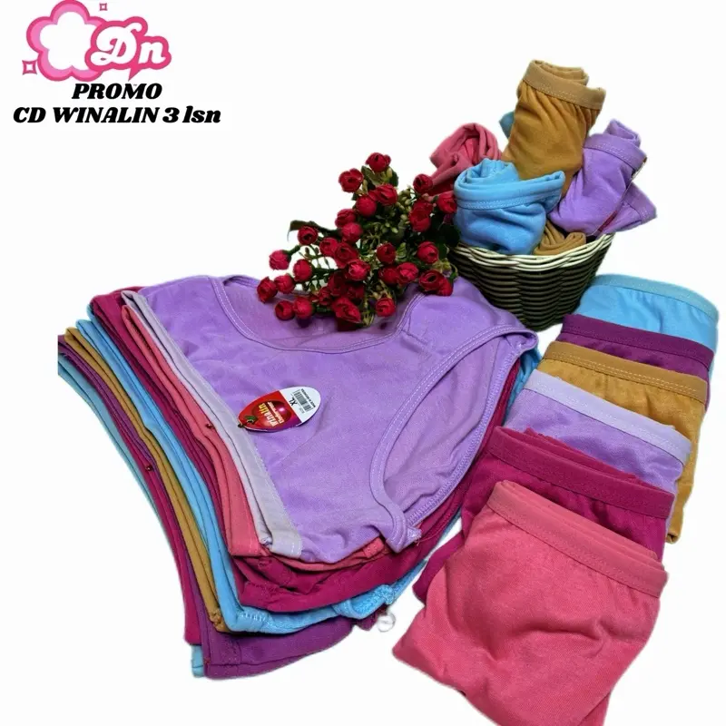 Paket Celana Dalam Wanita Dewasa/Remaja WINALIN Motif Polos - 3 Lusin - Katun P.E Lembut  Nyaman,mudah kering