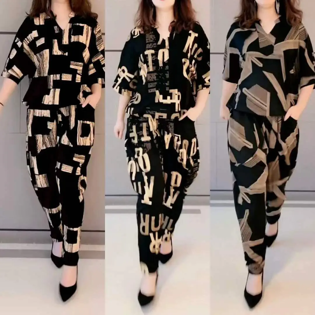 Bộ Đồ Một Mảnh Cho Nữ, Bộ Đồ Ngắn Tay Cỡ Lớn, Béo MM, Dáng Rộng, Phong Cách Hàn Quốc, Thời Trang Mùa Hè Thường Ngày, Quần Harem, Bộ Đồ Hai Mảnh