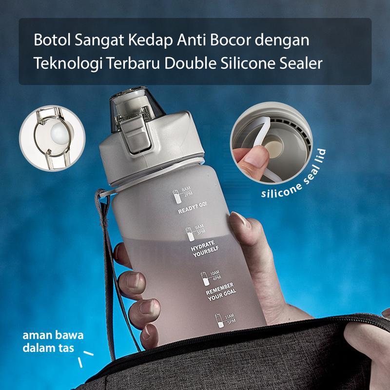 BISA COD Botol Minum 1 Liter Tutup Flip Botol Air Motivasi 1000ml Premium Anti Bocor BPA FREE  Bottles 4