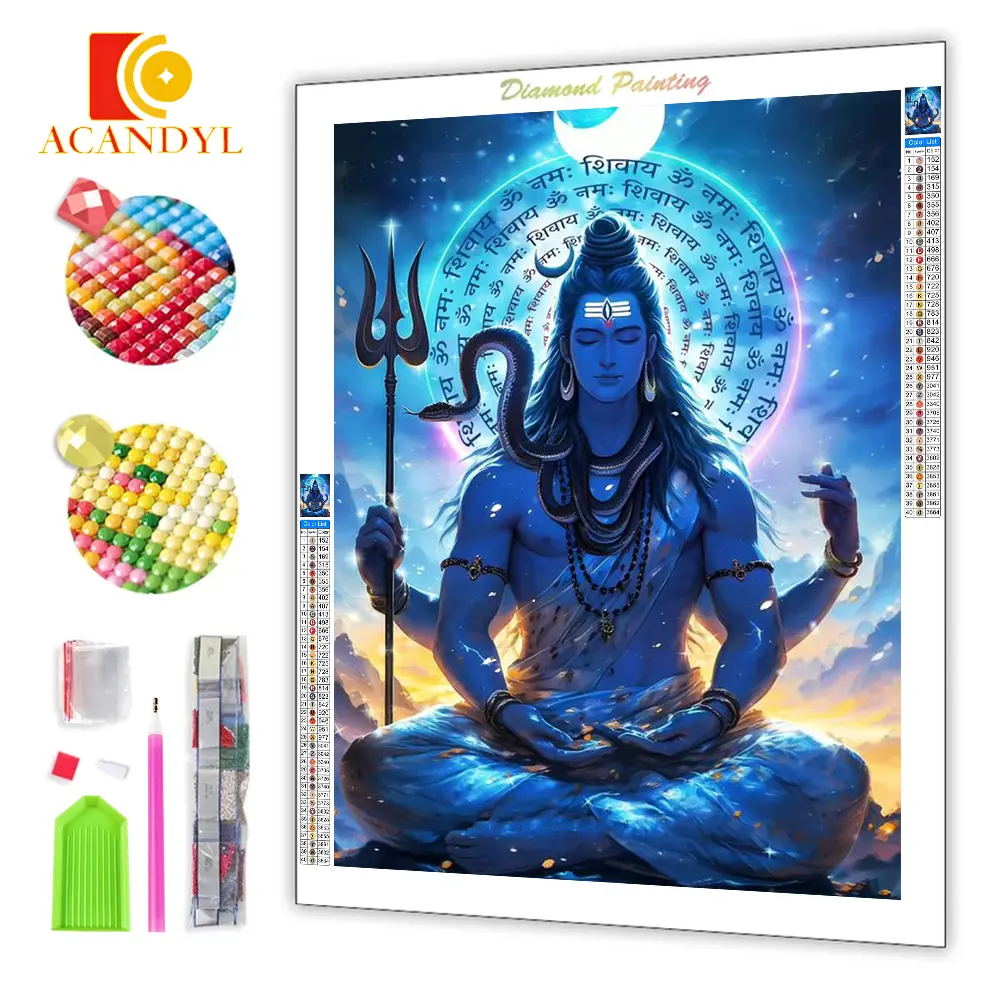 Lukisan Berlian, ACANDYL-5D, Jenama SHIVAN, Gerudi Penuh, Bentuk Bulat dan Segi Empat, Gambar Berlian Buatan, Sulaman Berlian, Pemandangan, Hadiah Buatan Tangan DIY, Saiz 60x80cm Hiasan Putih