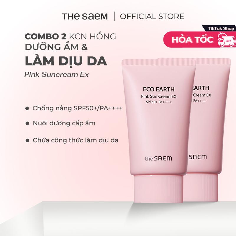 COMBO 2 Kem Chống Nắng Vật Lý The Saem Pink Sun Cream EX SPF50+/PA++++ 50g x 2 Skincare Sunscreen